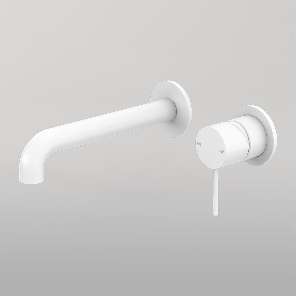 Mecca Wall Basin/Bath Mixer Separate Back Plate 120mm Matte White