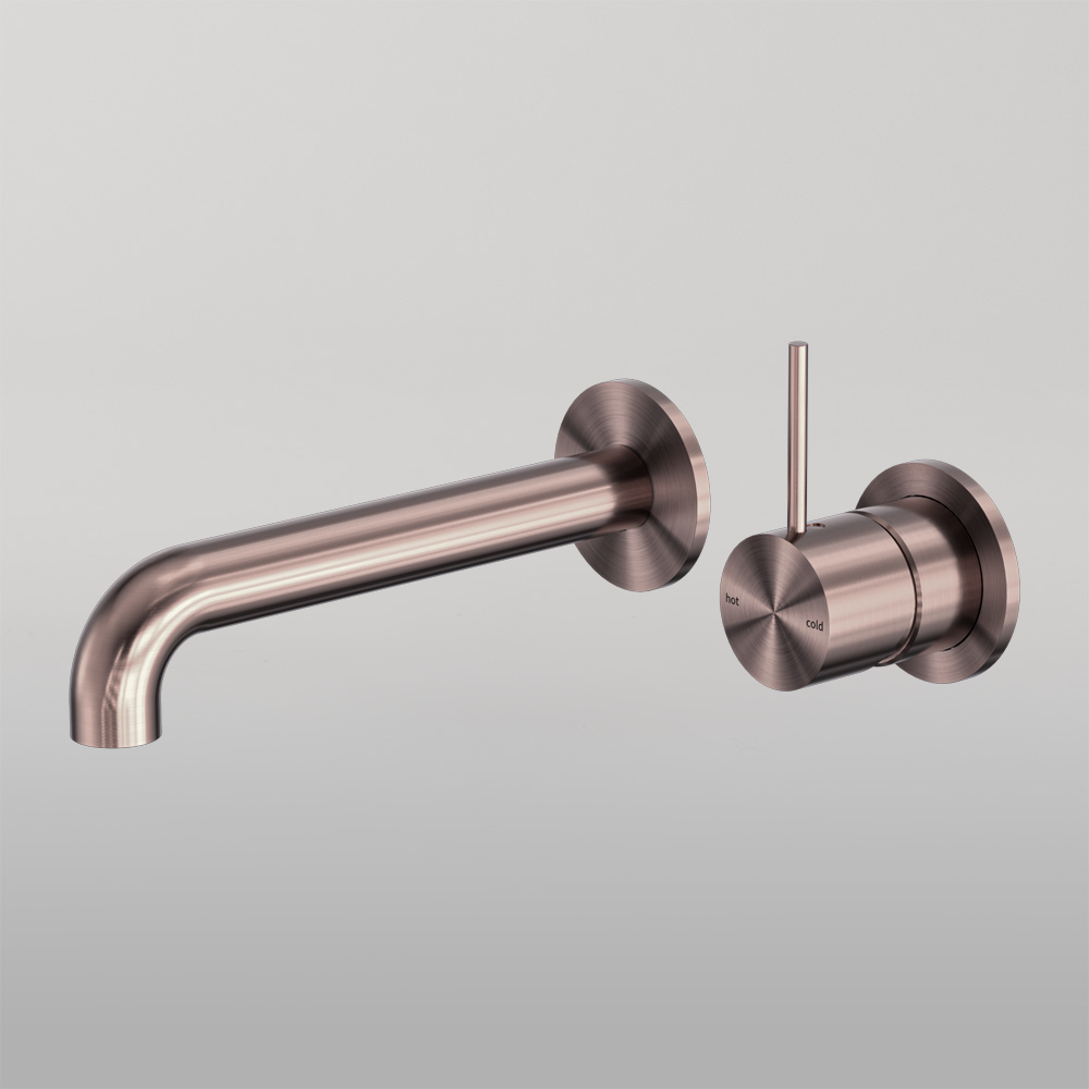 Mecca Wall Basin/Bath Mixer Separate Back Plate Handle Up 120mm Brushed Bronze