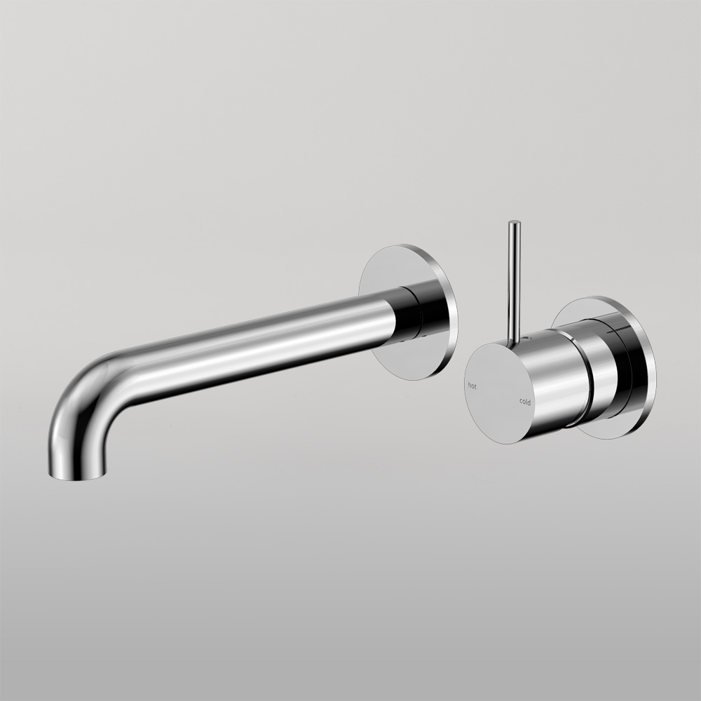 Mecca Wall Basin/Bath Mixer Separate Back Plate Handle Up 120mm Chrome