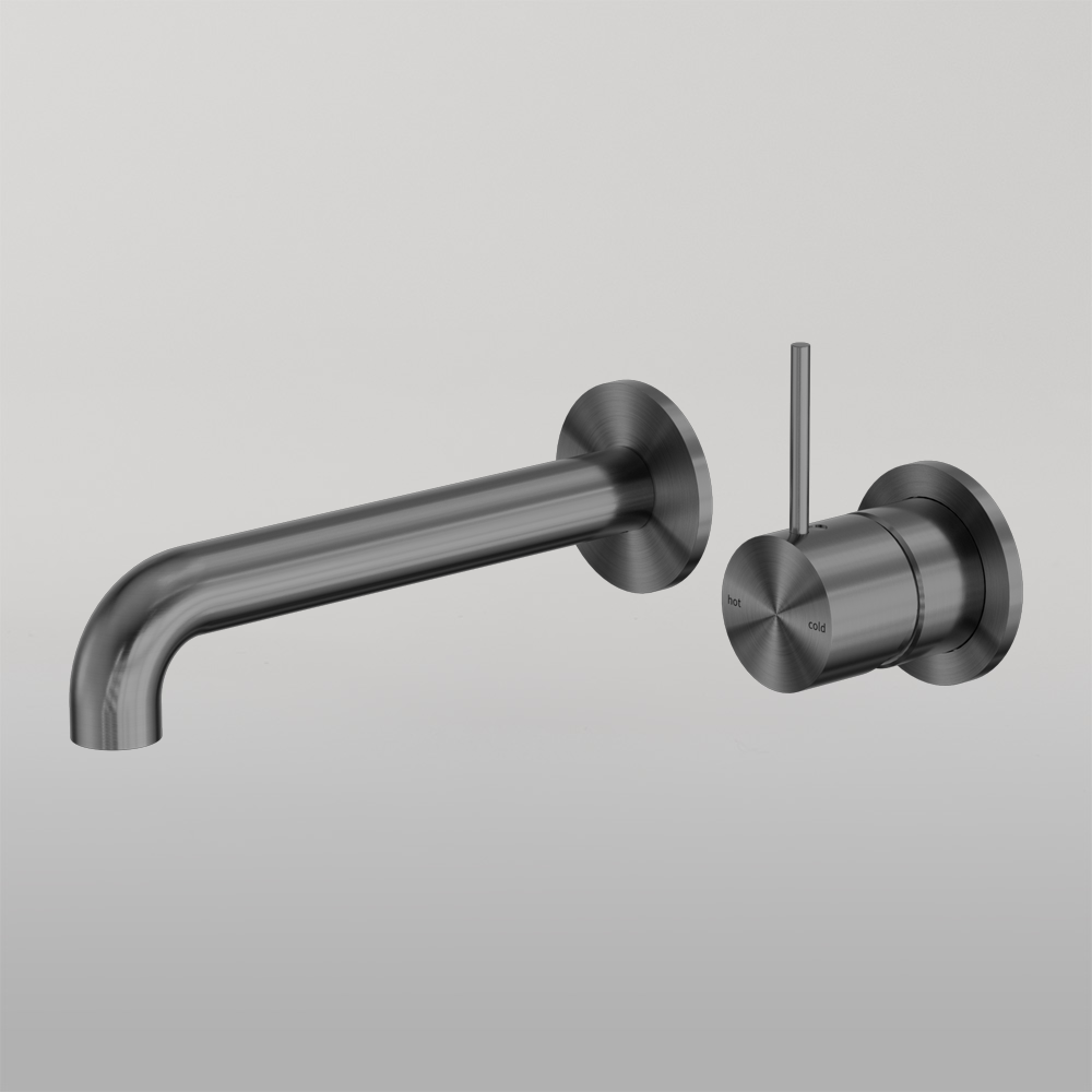 Mecca Wall Basin/Bath Mixer Separate Back Plate Handle Up 120mm Gun Metal