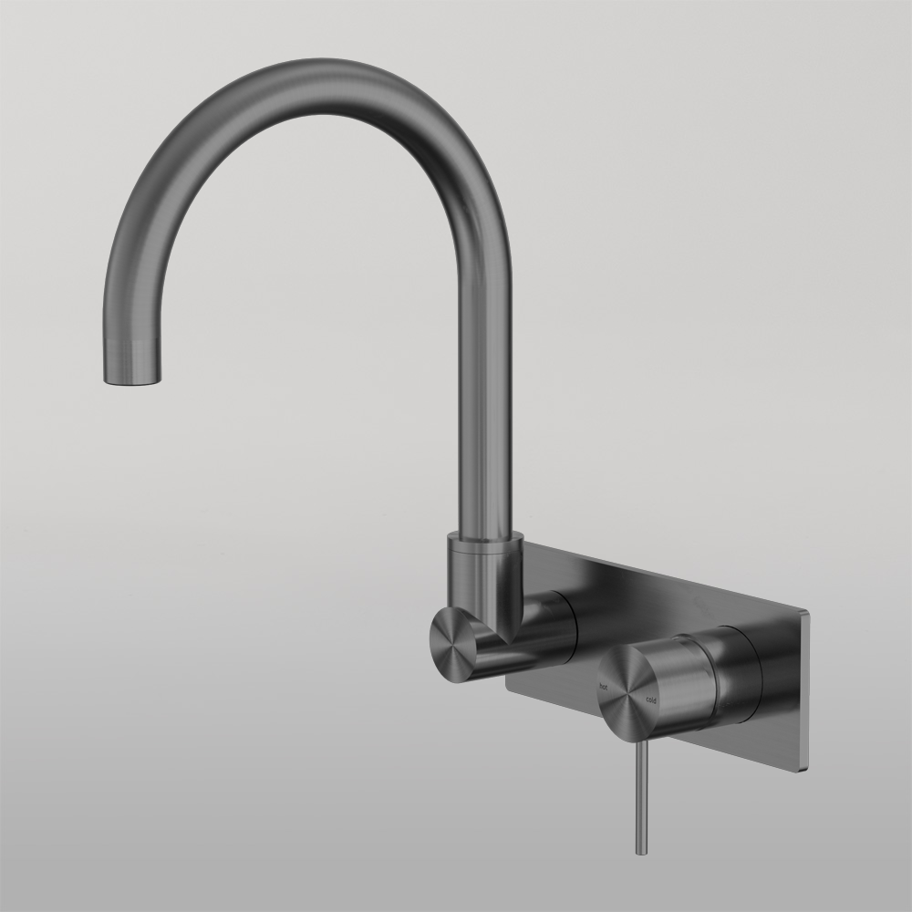 Mecca Wall Basin/Bath Mixer Swivel Spout Gun Metal