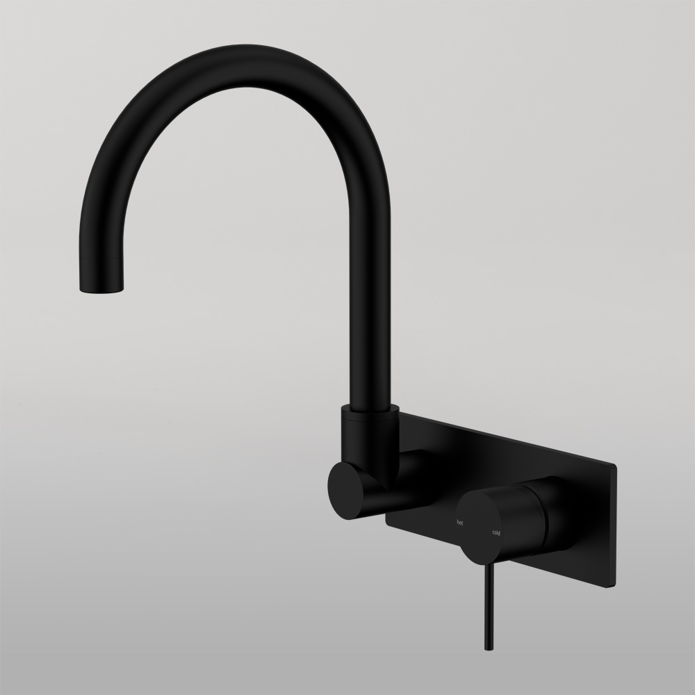 Mecca Wall Basin/Bath Mixer Swivel Spout Matte Black