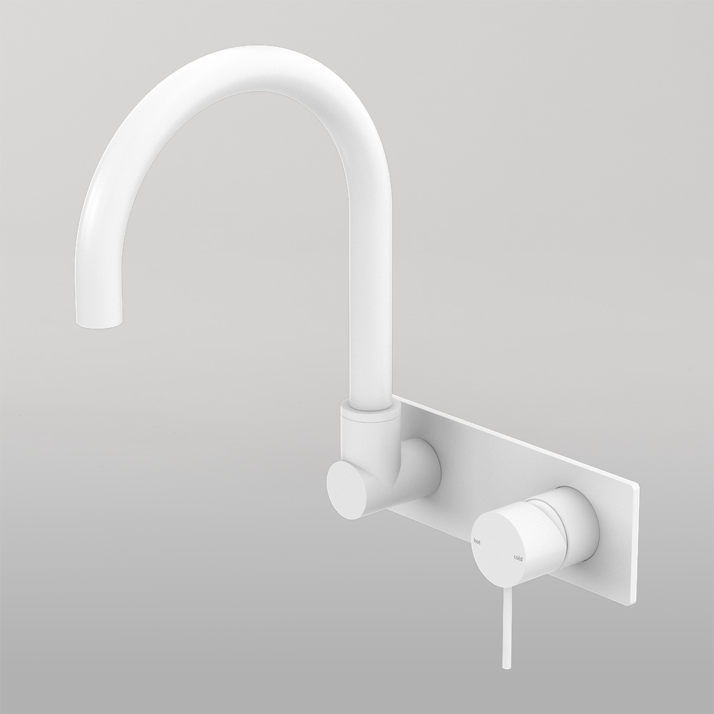 Mecca Wall Basin/Bath Mixer Swivel Spout Matte White