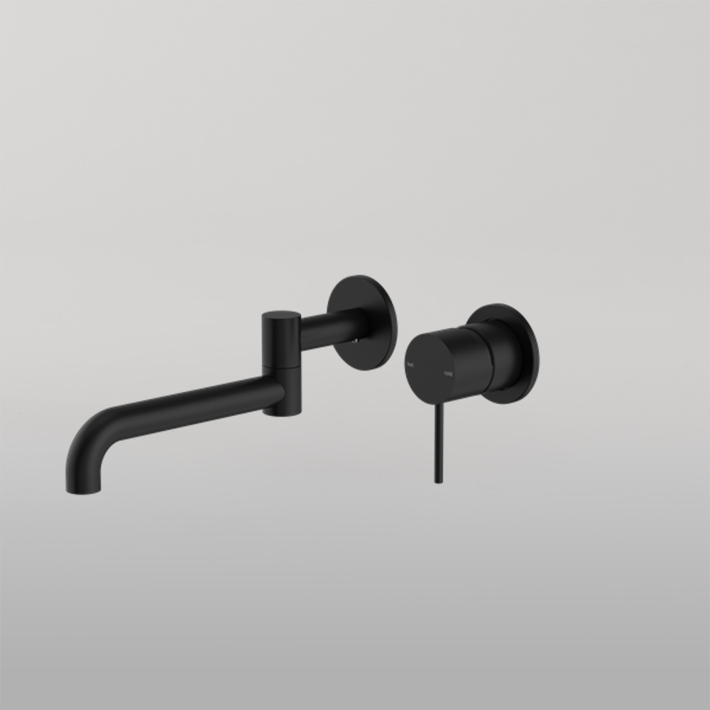 Mecca Wall Basin/Bath Mixer Swivel Spout 225mm Matte Black