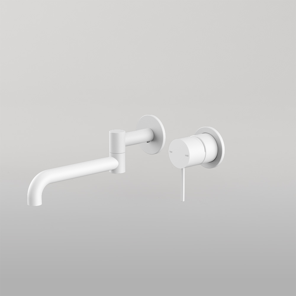 Mecca Wall Basin/Bath Mixer Swivel Spout 225mm Matte White