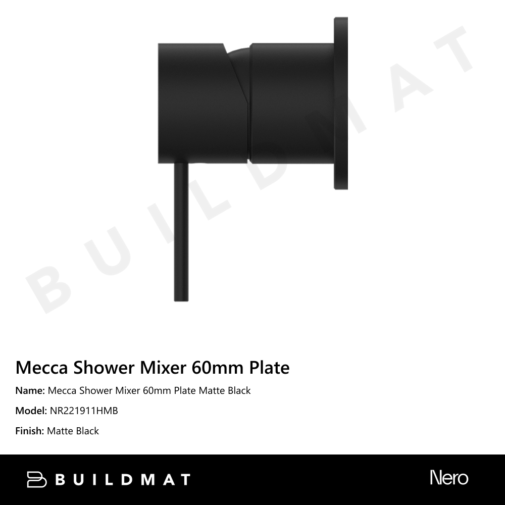 Mecca Shower Mixer 60mm Plate Matte Black