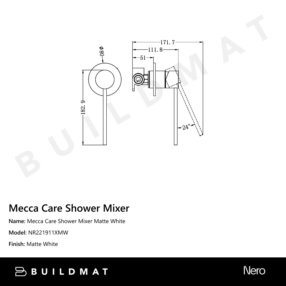 Mecca Care Shower Mixer Matte White