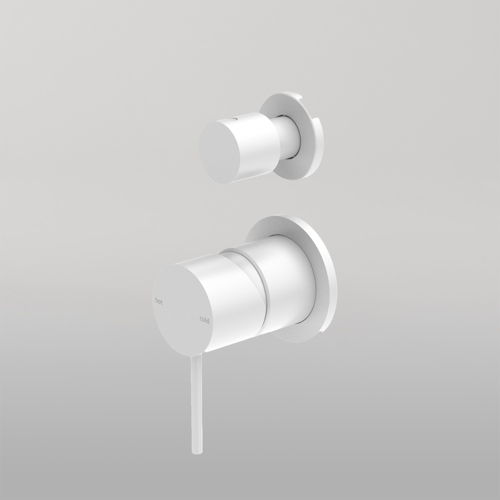 Mecca Shower Mixer With Divertor Separate Back Plate Matte White