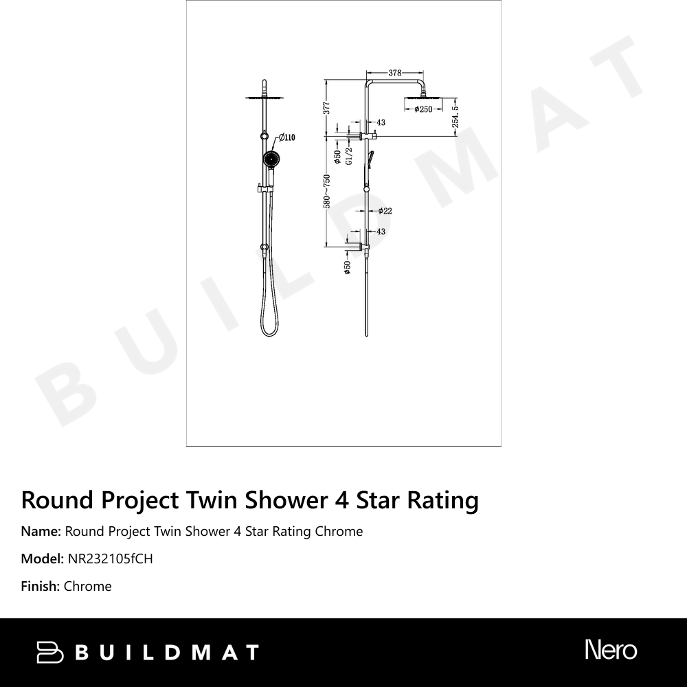 Round Project Twin Shower 4 Star Rating Chrome