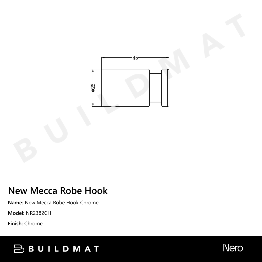 New Mecca Robe Hook Chrome