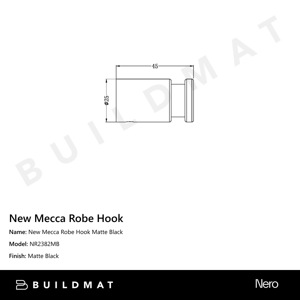 New Mecca Robe Hook Matte Black