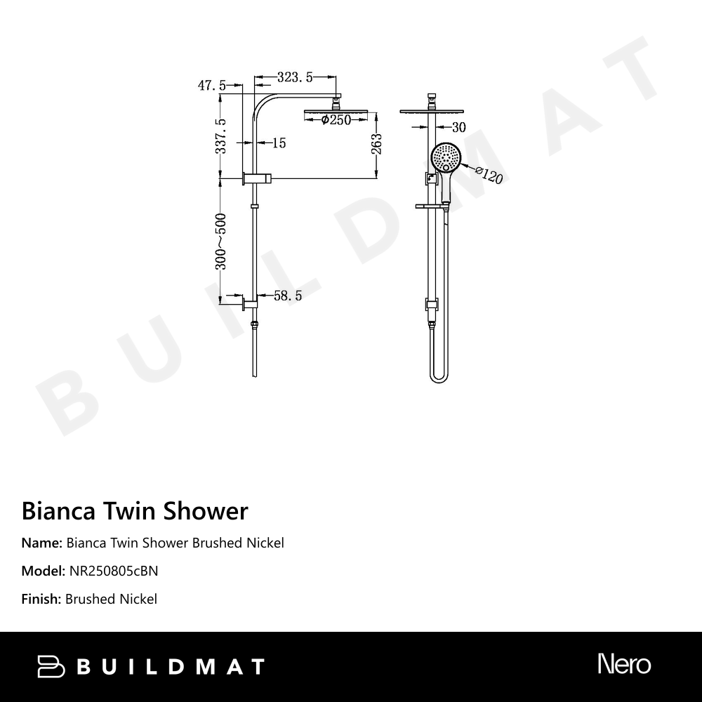 Bianca Twin Shower Brushed Nickel