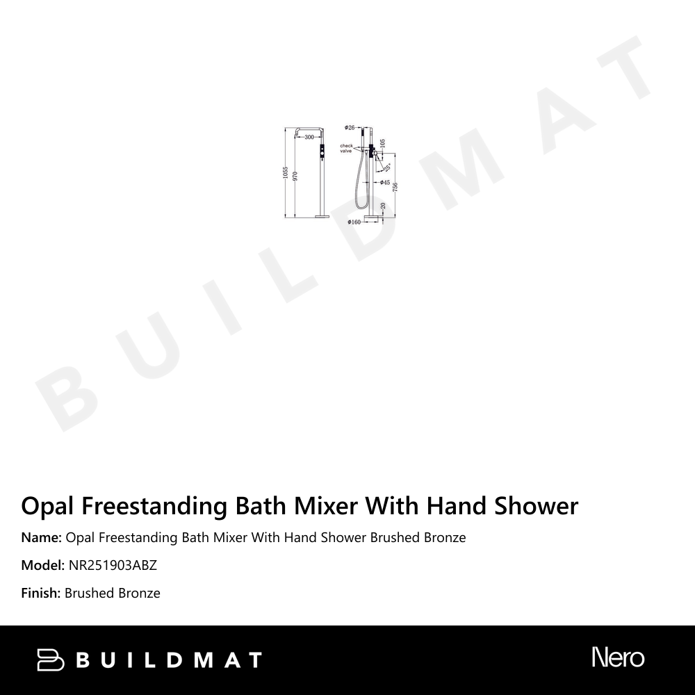 Opal Freestanding Bath Mixer With Hand Shower Brushed Bronze