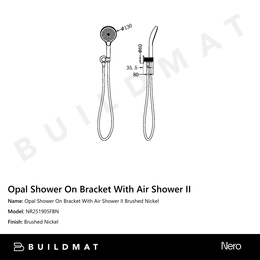 Opal Shower On Bracket With Air Shower II Brushed Nickel