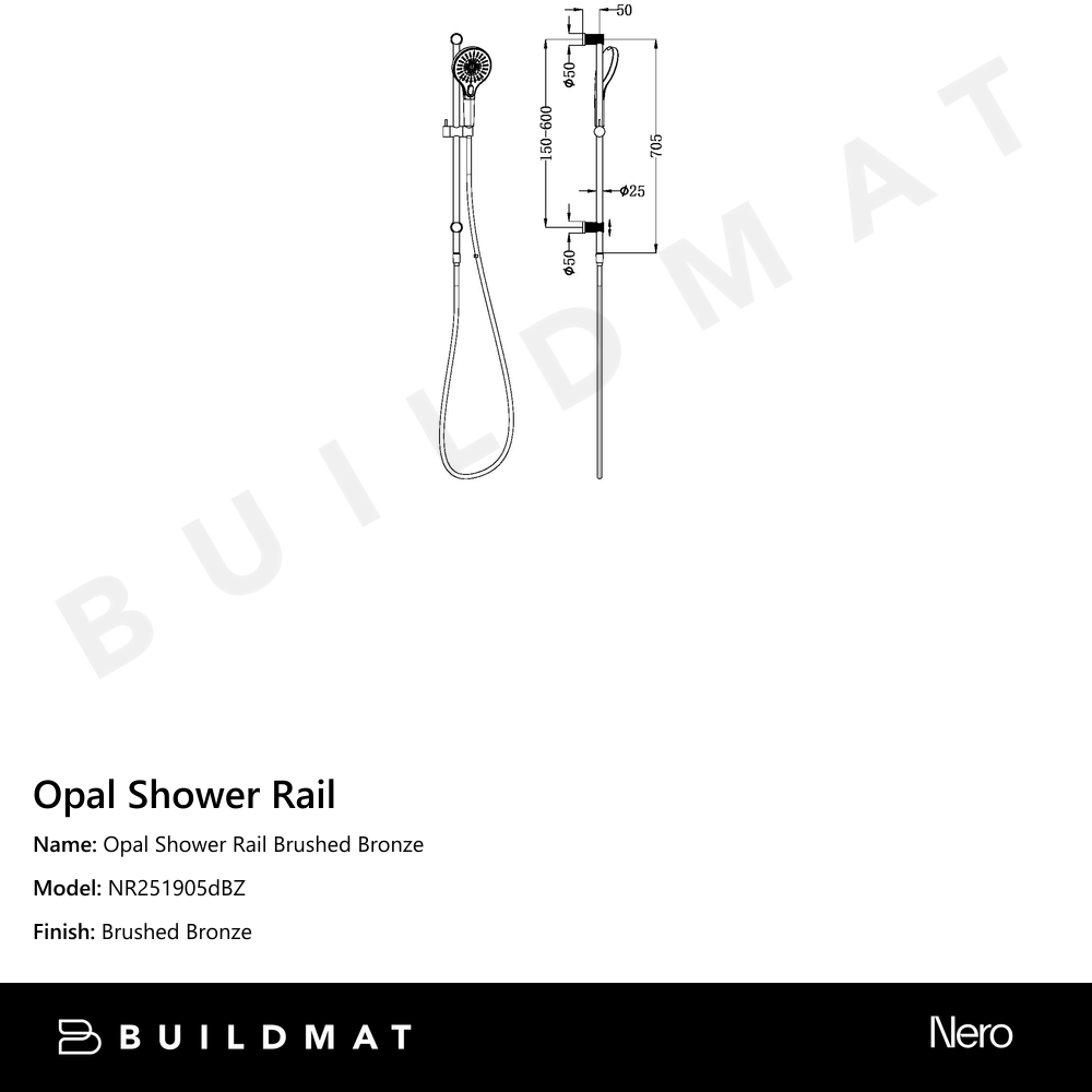 Opal Shower Rail Brushed Bronze