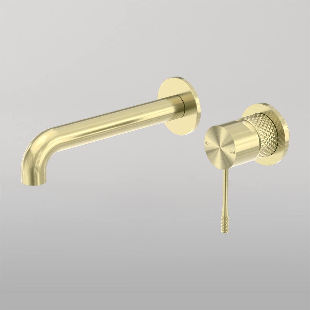 Opal Wall Basin/Bath Mixer Separate Back Plate 120mm Brushed Gold