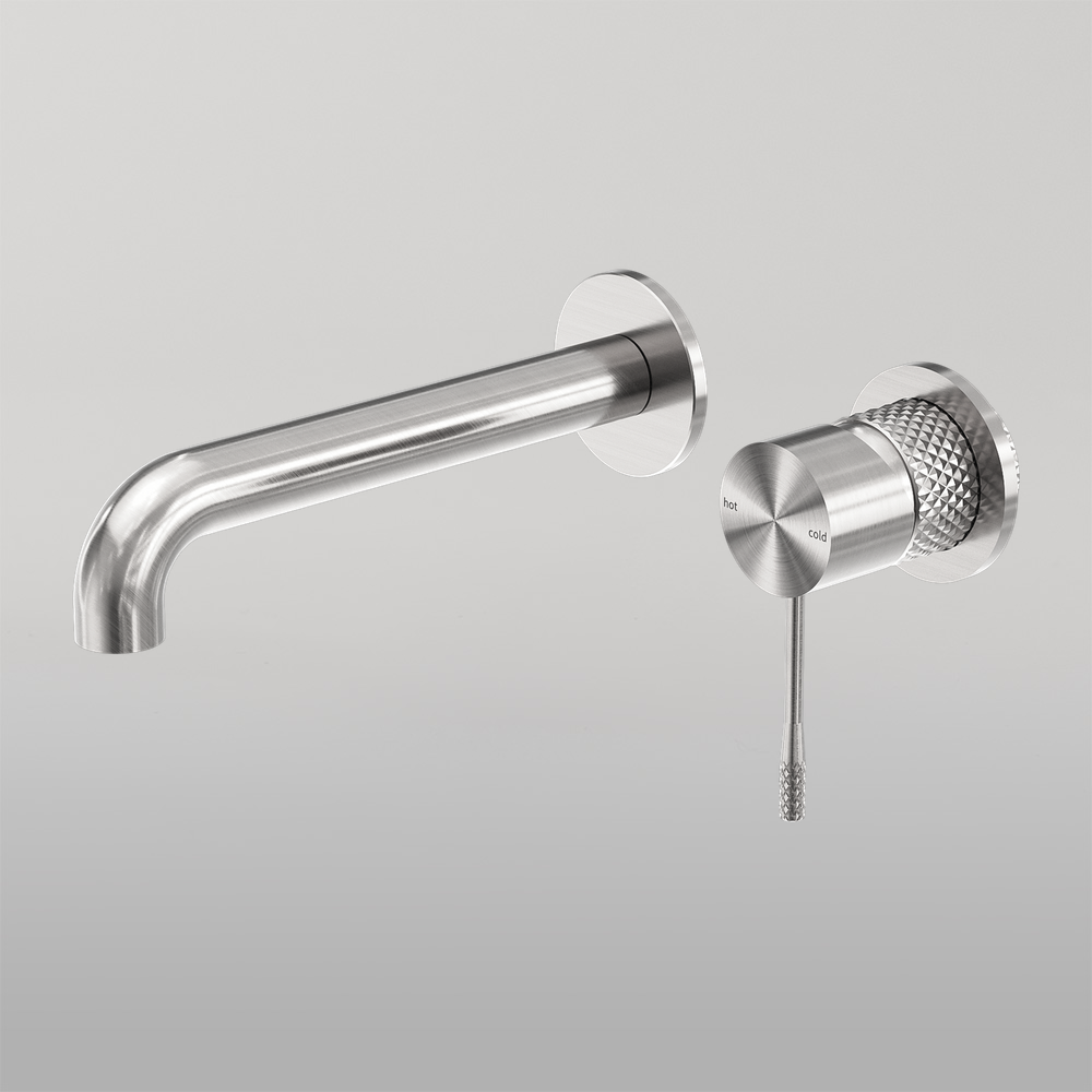 Opal Wall Basin/Bath Mixer Separate Back Plate 120mm Brushed Nickel