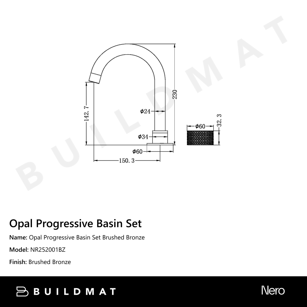 Opal Progressive Basin Set Brushed Bronze