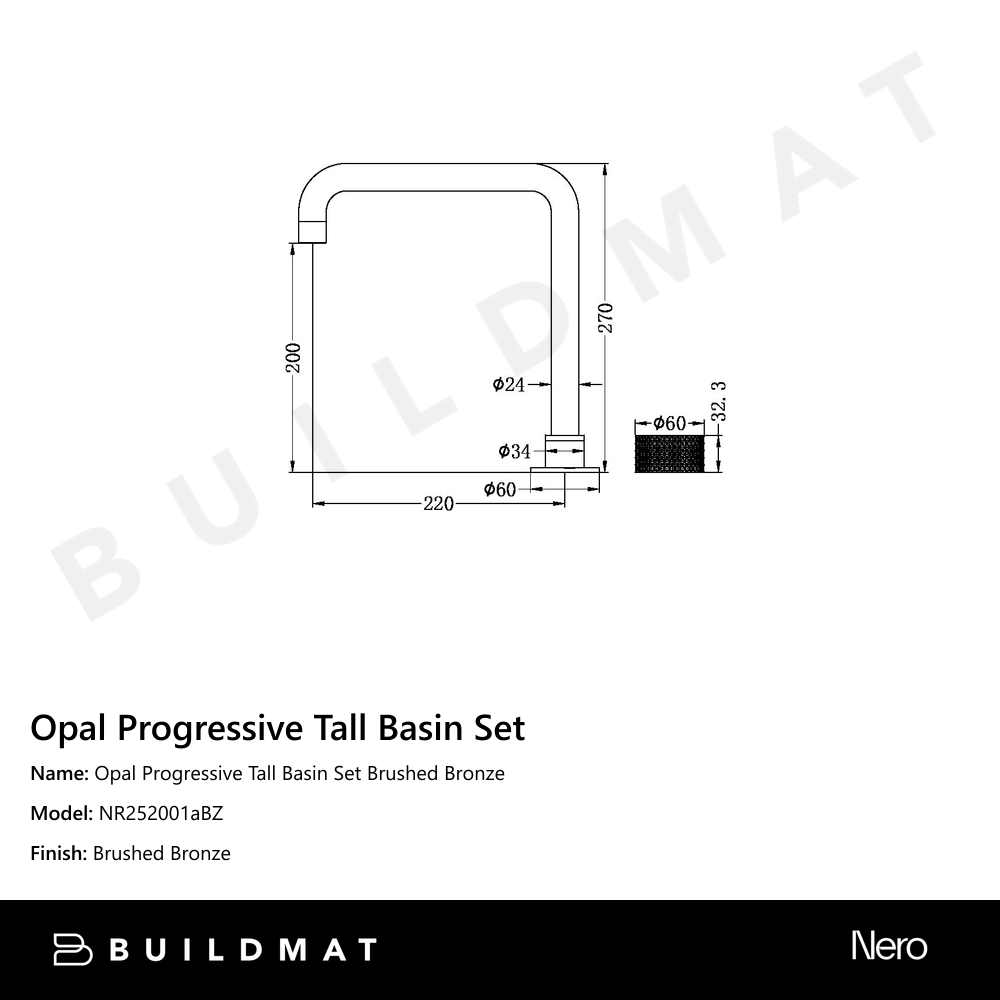 Opal Progressive Tall Basin Set Brushed Bronze