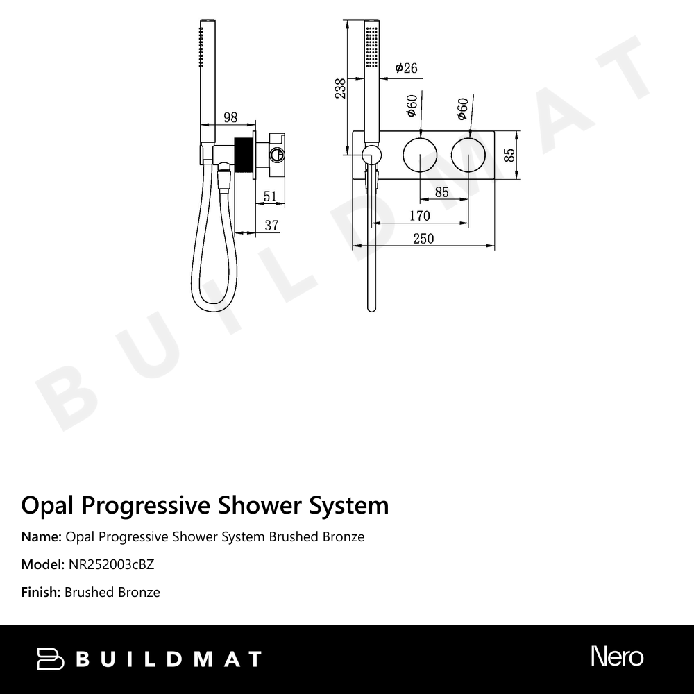 Opal Progressive Shower System Brushed Bronze