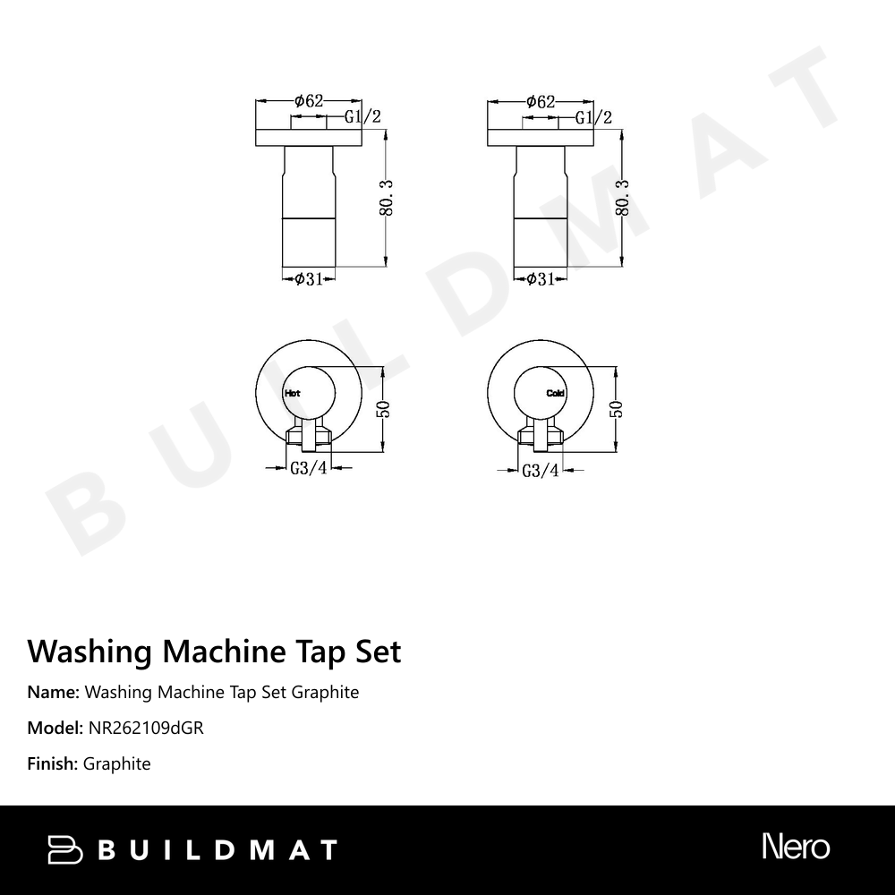 Washing Machine Tap Set Graphite