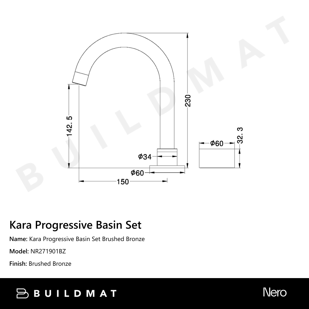 Kara Progressive Basin Set Brushed Bronze