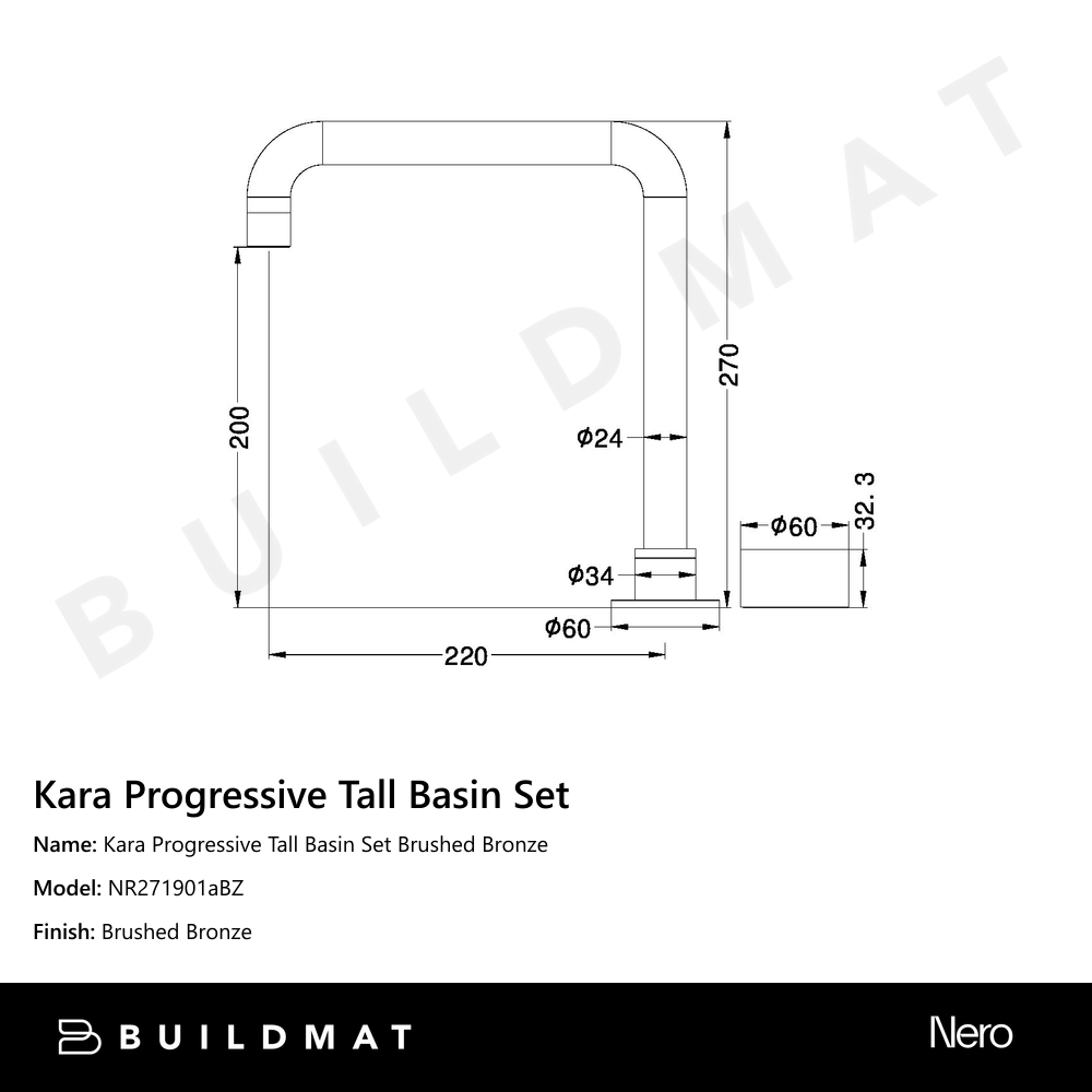 Kara Progressive Tall Basin Set Brushed Bronze