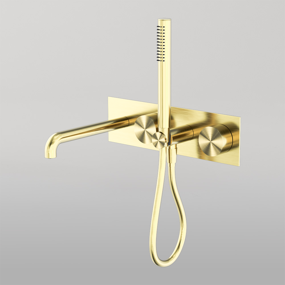 Kara Progressive Shower System With Spout 230mm Brushed Gold