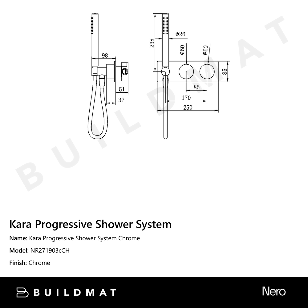 Kara Progressive Shower System Chrome