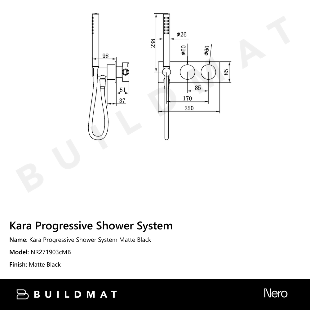 Kara Progressive Shower System Matte Black