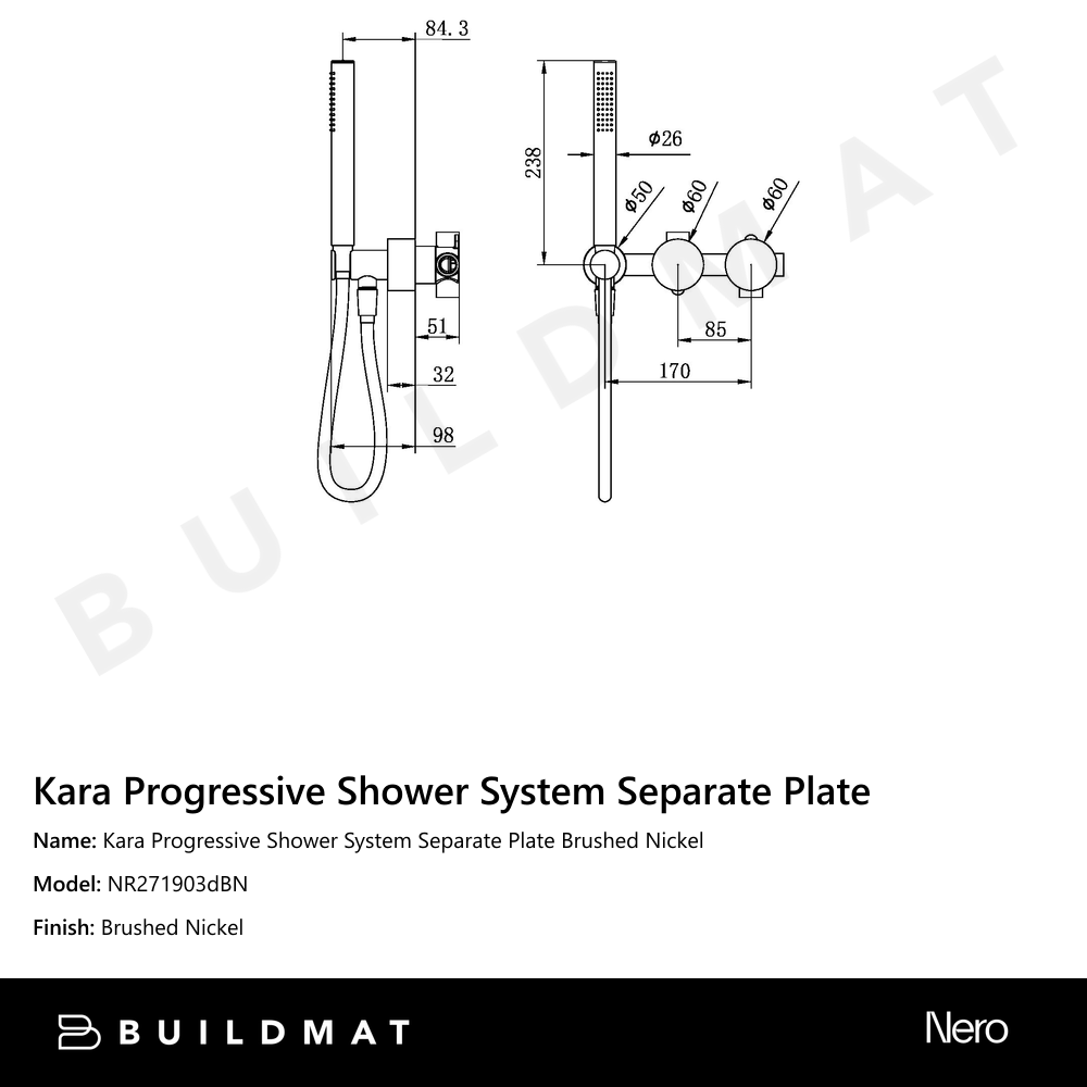 Kara Progressive Shower System Separate Plate Brushed Nickel