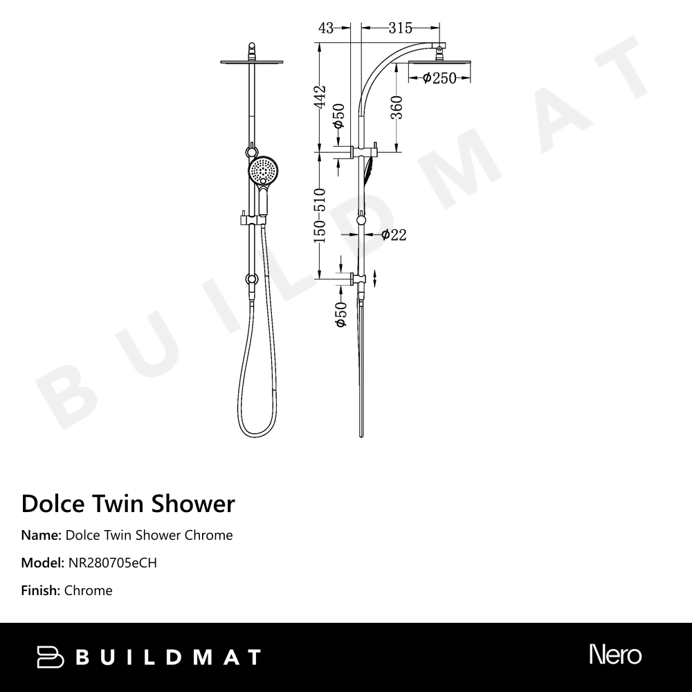 Dolce Twin Shower Chrome