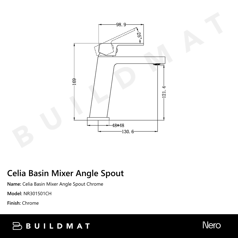 Celia Basin Mixer Angle Spout Chrome