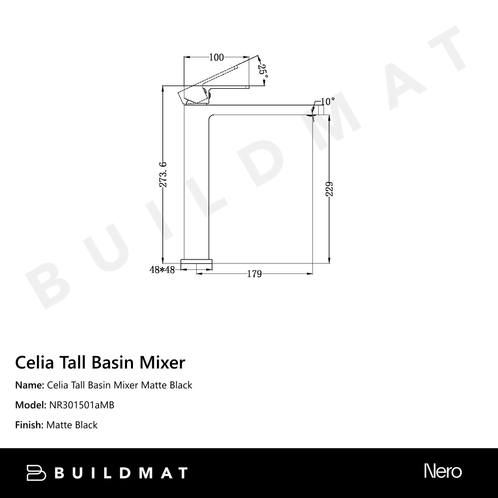 Celia Tall Basin Mixer Matte Black