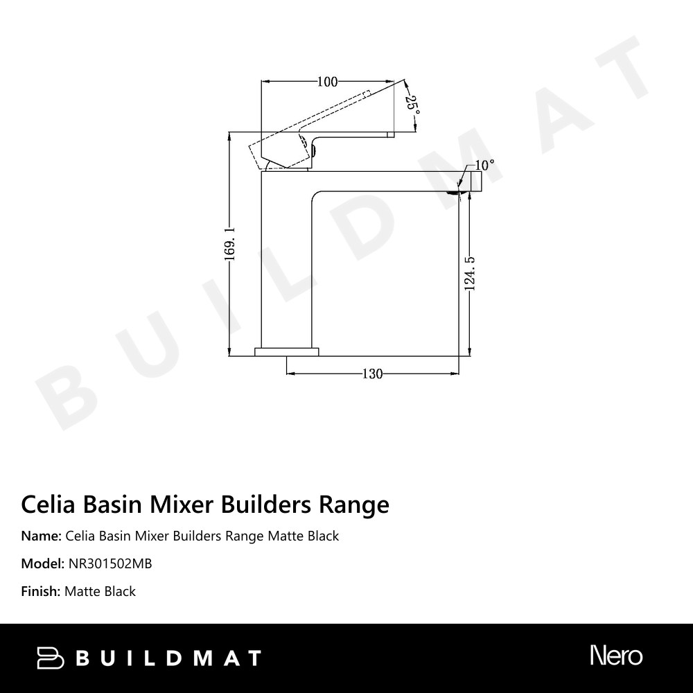 Celia Basin Mixer Builders Range Matte Black