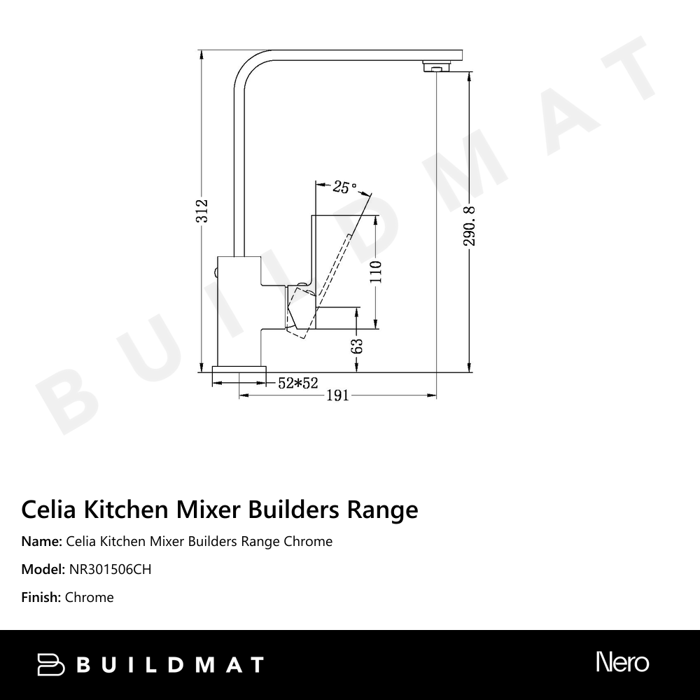 Celia Kitchen Mixer Builders Range Chrome