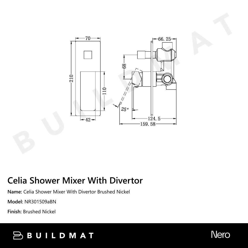 Celia Shower Mixer With Divertor Brushed Nickel