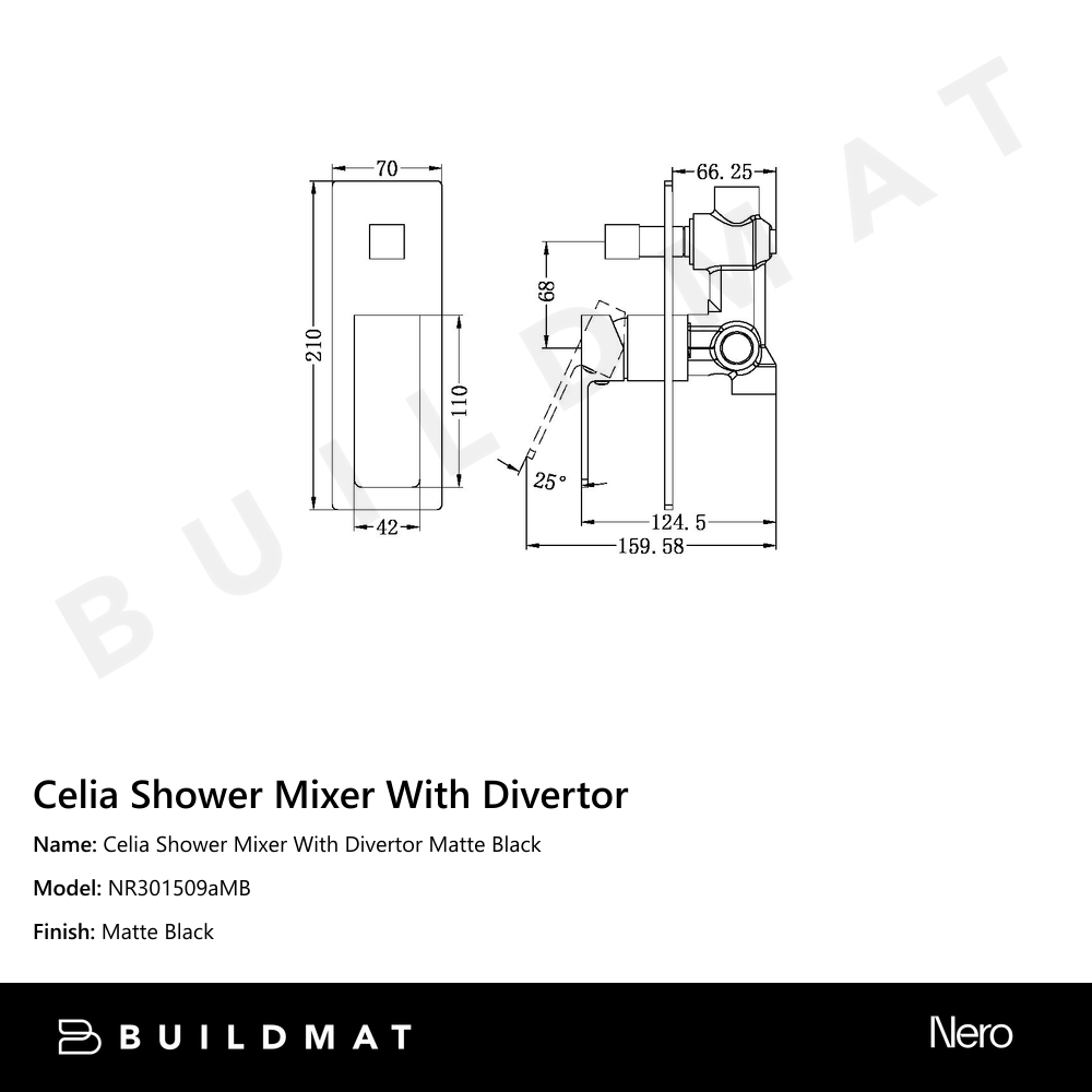 Celia Shower Mixer With Divertor Matte Black