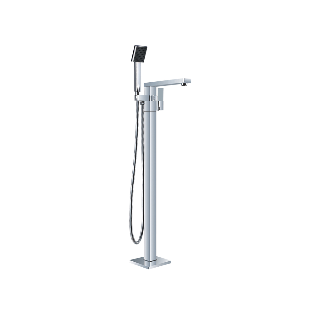 Square Freestanding Bath Mixer With Hand Shower Chrome