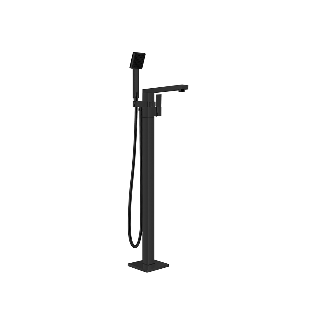 Square Freestanding Bath Mixer With Hand Shower Matte Black