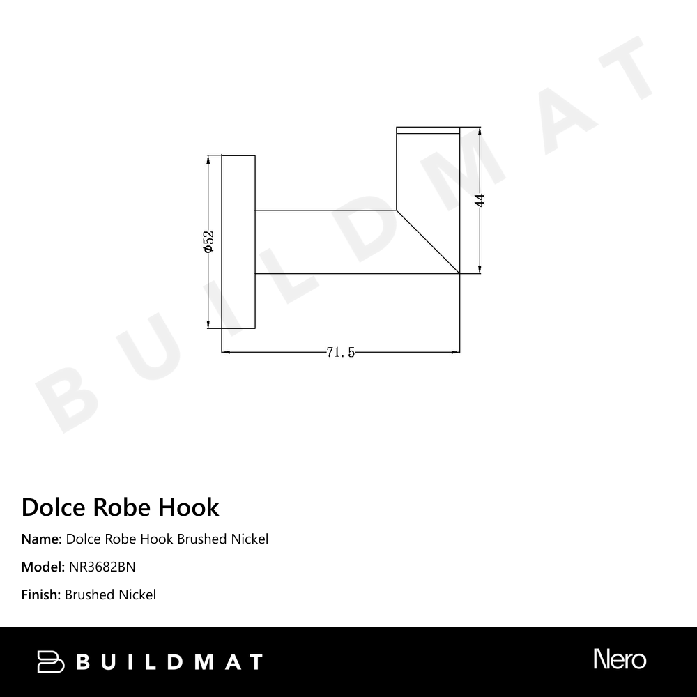 Dolce Robe Hook Brushed Nickel