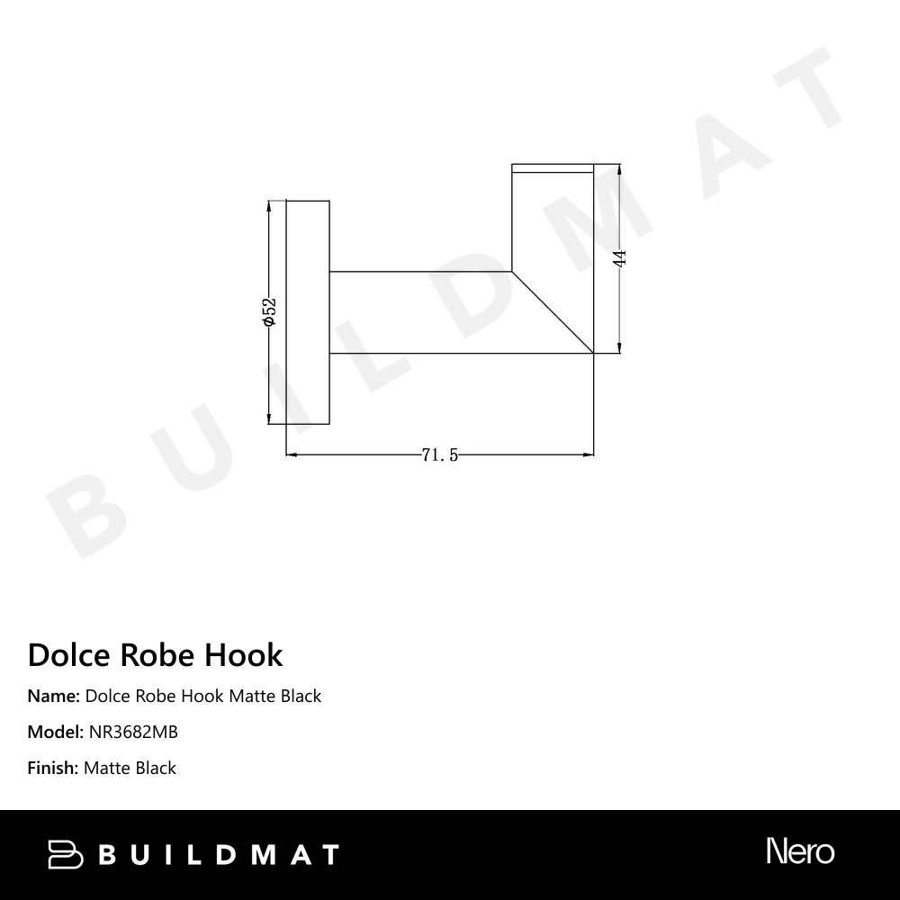 Dolce Robe Hook Matte Black