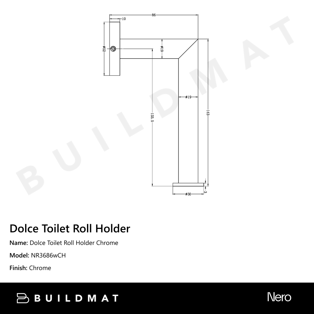 Dolce Toilet Roll Holder Chrome