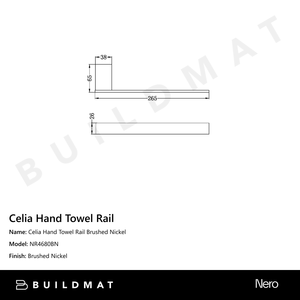 Celia Hand Towel Rail Brushed Nickel