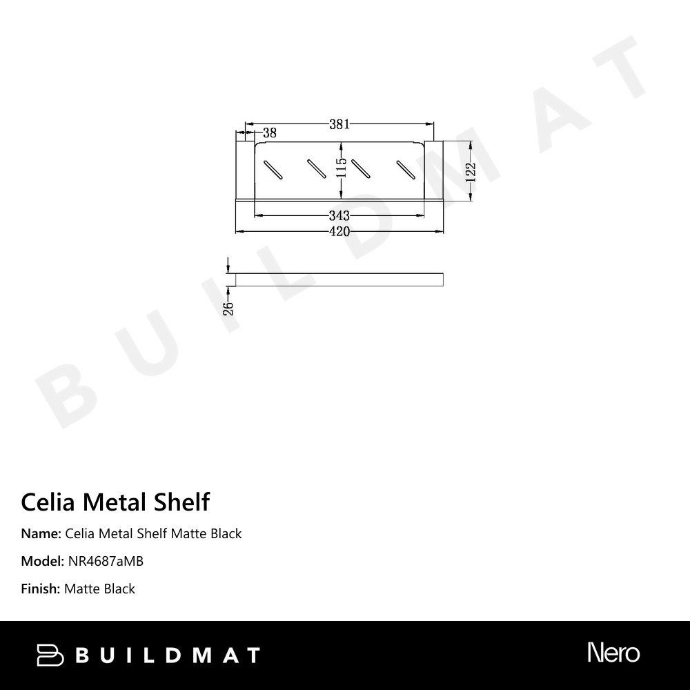 Celia Metal Shelf Matte Black