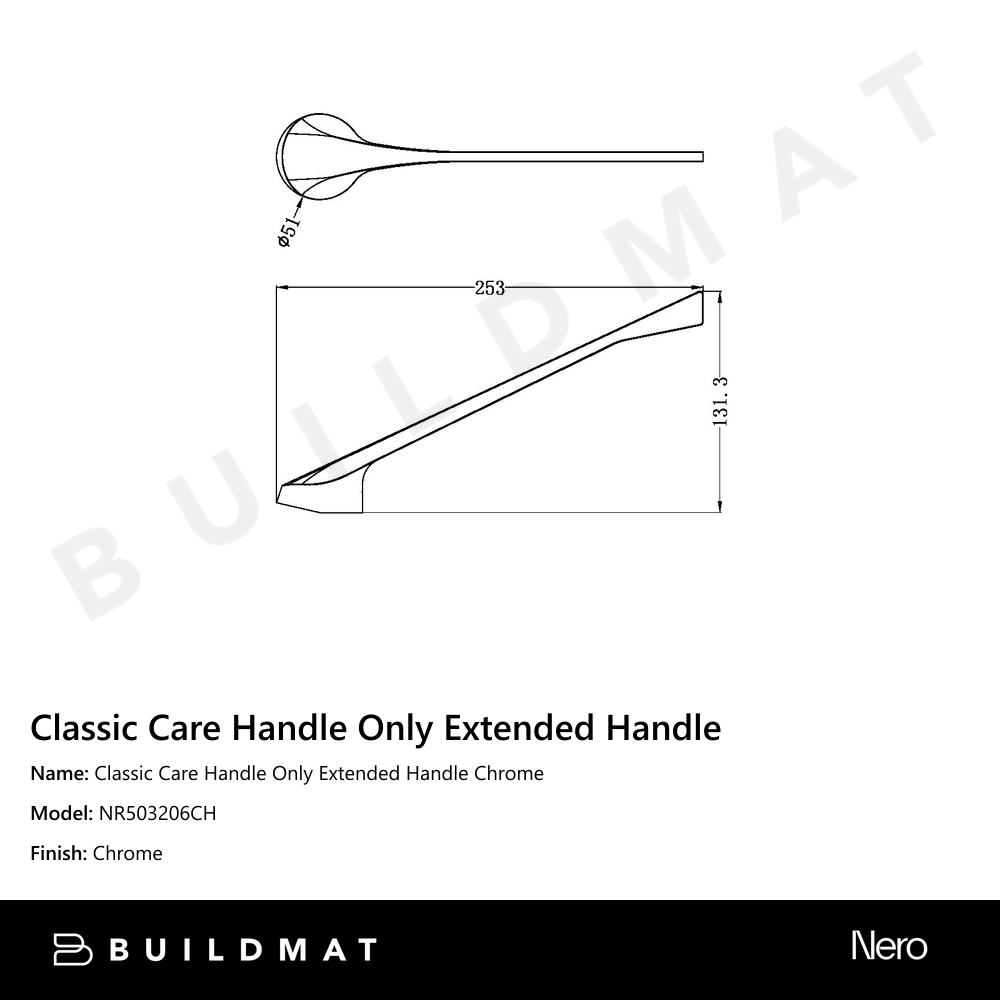 Classic Care Handle Only Extended Handle Chrome