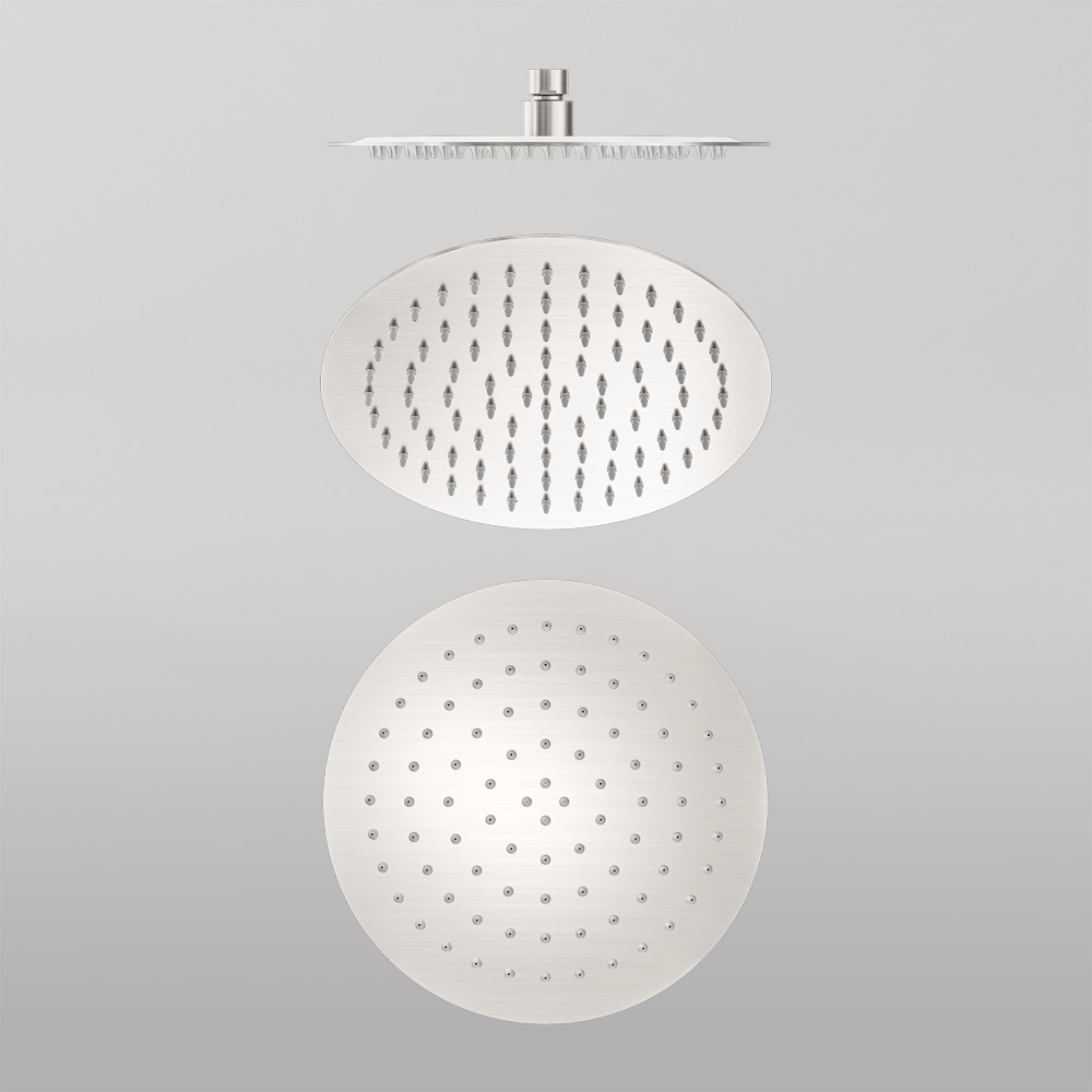 250mm Round Stainless Steel Shower Head 250mm 4 Star Rating Brushed Nickel