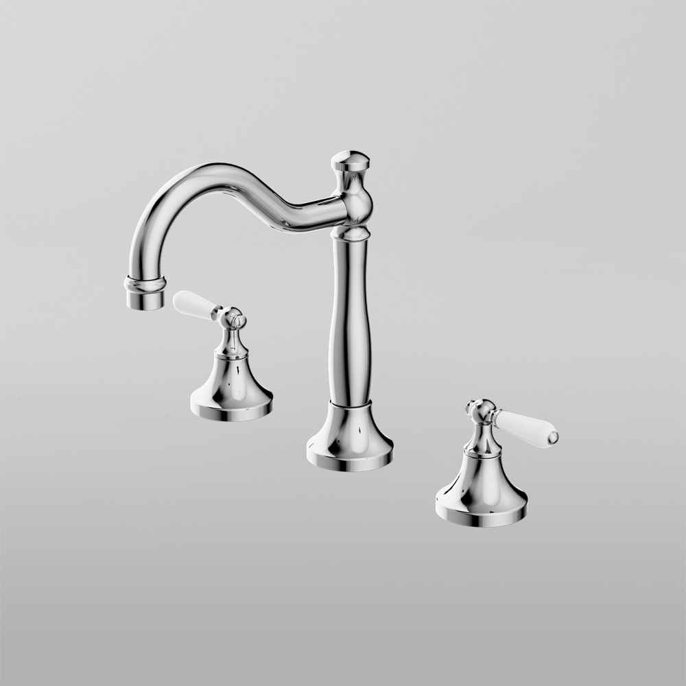 York Basin Set With White Porcelain Lever Chrome