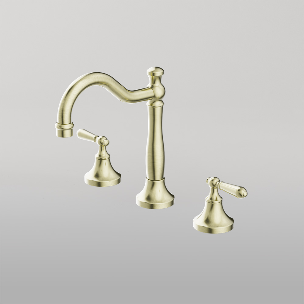 York Basin Set With Metal Lever Aged Brass