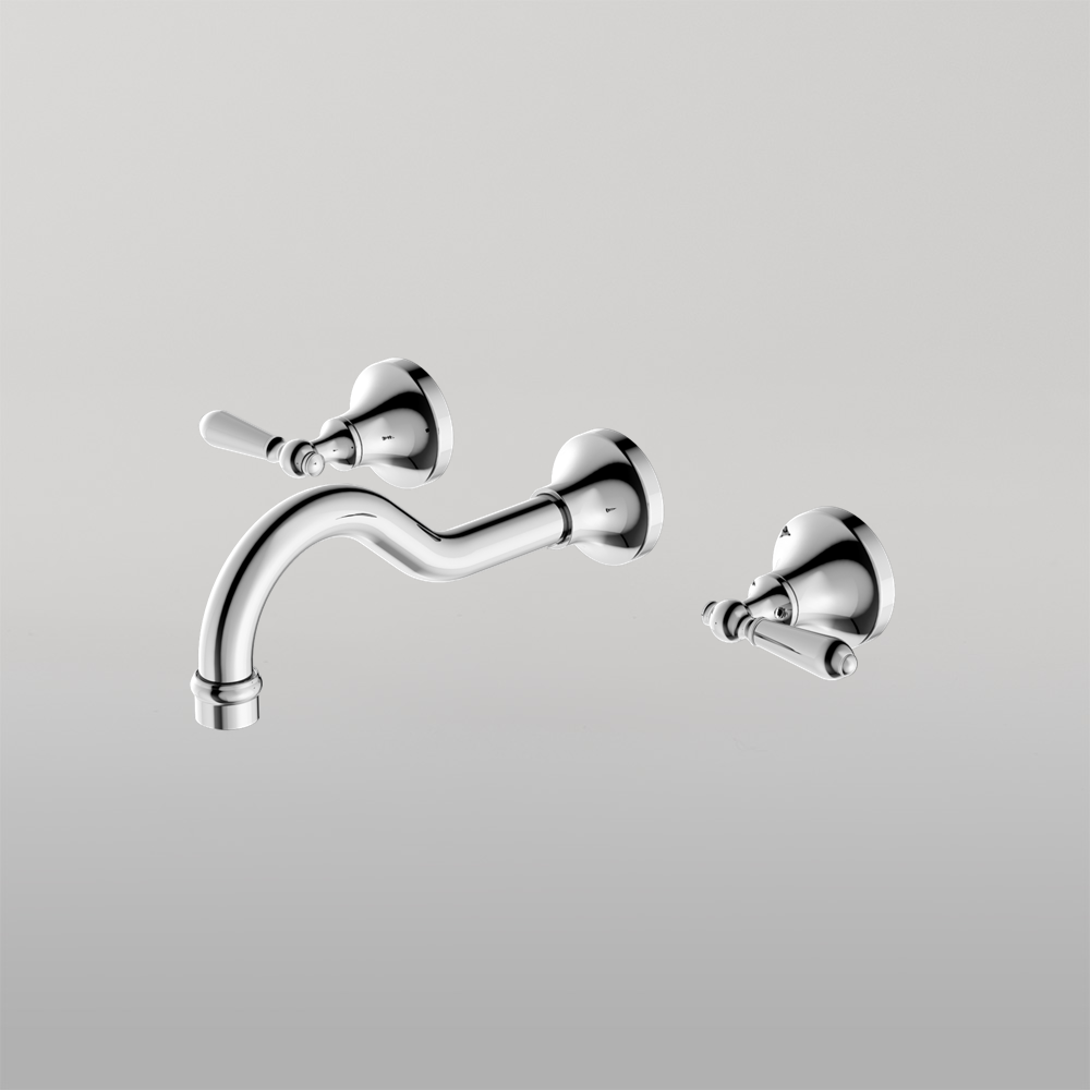 York Wall Basin Set With Metal Lever Chrome